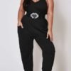 Lovely Sexy Basic Black Brown Plus Size One-piece Jumpsuit 3