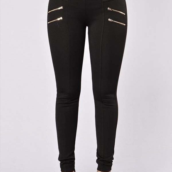 Lovely Leisure Zipper Design Black Pants 2