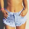 Lovely Trendy Broken Holes Baby Blue Shorts 3