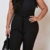 Lovely Sweet Flounce Design Black Plus Size One-piece Romper 3