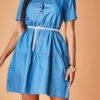 Lovely Casual Button Blue Mini Dress 3