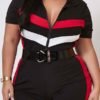 Lovely Casual Patchwork Black Plus Size One-piece Romper 3