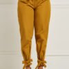 Lovely Casual Lace-up Yellow Pants 3