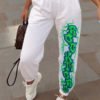 Lovely Casual Print White Pants 3