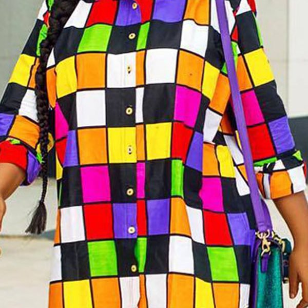 Lovely Leisure Grid Print Multicolor Mini Dress 2