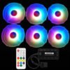 12V 33CFM 6pin RGB Colorful Light 12CM DC Computer Case Chassis Cooling Fan 6 color fans + 1 set controller 3