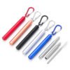 telescopic drinking stainless steel straw with case hot sale low moq telescopic metal straw 3