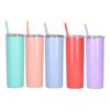 Stainless steel 20 oz skinny tumblers double wall insulated straight water cups wine tumbler with lids and straws 3