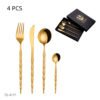 high level 18/8 mirror polish gift box stainless steel flatware golden pvd coating dinner royal gold cutlery gift set 3