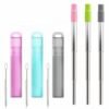 Pantone Color Custom FDA Approved Reusable Pocket Telescopic Straw Metal Drinking Straw with Case 3