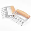 Stainless Steel Meat Forks for Serving Pork, Turkey, Chicken, Brisket with Wooden Handle Metal Meat Claws 3