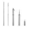 Telescopic Reusable Collapsible Straws Stainless Steel Metal Folding Drinking Straw with Travel Aluminum Case 3