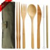 Biodegradable Reusable Travel Bamboo Cutlery Set With customized package 3