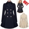 Ladies lapel windbreaker long winter parka coat trench outwear work jacket for women 3