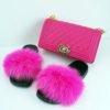 2020 Trendy fashion colorful rainbow handbags jelly bags purses with matched sandals/slides for women 3