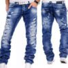 New Foreign Trade Men's Jean Washed And Ground White Trousers Mid Waist Trend Pants Men Casual Jeans 3