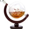 Wholesale Borosilicate 850ml World Single Etched Globe Whisky Decanter 3