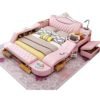 China foshan multifunctional modern tatami leather bed with mattress general use bedroom furniture wedding bed king queen double 3