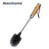 Masthome eco-friendly Bamboo handle holder Nylon bristle round stainless steel baby cleaning water bottle brush 3