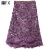 HFX New Arrival Sequin Dress Design Nigeria African Wedding Lace Guipure Mix French Embroidery Net Lace Fabric 3