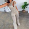 Inclined Shoulder Hollow Out Sleeveless Sequin Evening Jumpsuits Womens Club Outfits 3