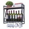 Artifact Design Wall Mounted Wood Wine Rack for Bottles with Stemware Glass Storage 3