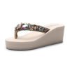 33-42 Elegant high wedge flip flops summer jewel fake diamond sandals fashion slipper for women lady 3