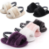 Elastic band artificial fur material soft sole baby sandals 3