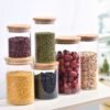 New Year Kitchen storage food container glass canister with bamboo lid 3