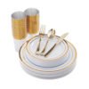 Hot Selling Amazon 150PCS Gold Disposable Plastic Dinnerware Set For Weddings 3