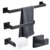 Hotel modern wall mounted four pieces stainless steel matte black toilet bathroom accessories set 3