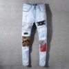 HOT SALE AMAZON AMARI Men Boy New design print patch denim jeans pants high street hip hot men jeans 3