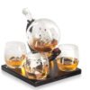 Amazon best Selling decanter whiskey Etched Globe Wine Whiskey Decanter Set with Wooden Base 3
