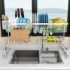 2 Tier Dish Drying Storage Drain Rack Stainless Steel Kitchen Holder Over Sink Rack 3