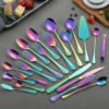 Bulk rainbow multicolor colorful stainless steel flatware serving cutlery spoon fork knife 3