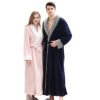 Wholesale Super Absorbent Winter Couple Sleepwear Flannel Fleece Fluffy Pink Women Gown Nighty Long Robes Bathrobe Unisex 3