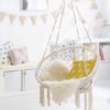 Macrame Handmade Hammock Swing Chair, Indoor Outdoor Patio Decor Hanging with Tassels and Fringes for Toddlers and Adults 3