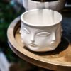 Personalized White Ceramic Face Plant Pots Pottery 3