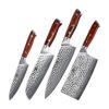 Fangzuo 4 PCS Professional Kitchen Utility Knife Chef Knife Santoku Cleaver 67 Layers Damascus Steel Knives Set With wood handle 3