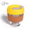 Factory Wholesale Custom 8oz Anti-scalding Portable Reusable Silicone Glass Coffee Cup With Cork Band 3