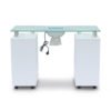 Modern Cheap Spa Beauty Salon White Portable Nail Station Glass Top Manicure Table With Exhaust Fan 3