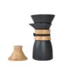 New design Matte Black Porcelian/Ceramic Pour Over Coffee Maker dripper set with with wooden lid 3
