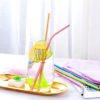 On sale Pink Purple Reusable Stainless Steel Metal Drinking Straws with Cleaning Brush 3