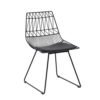 Modern metal dining room mesh metal frame bend wire chair with cushion 3