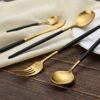 30%OFF Laser Logo Free Hot Sale 304 Black and Gold Western Cutlery Restaurant Stainless Steel Wedding Metal Spoon Fork Cutlery 3