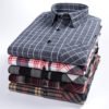 Wholesale warm spring autumn mens long sleeve checked shirts plaid long sleeve thick shirt 100% cotton shirts men 3