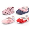 Wholesale stock clearance cotton pink polka dot soft-sole Newborn baby girl shoes 3