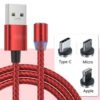 Nylon Braided Fast Charging 3 in 1 LED Magnetic Charger Cable 3