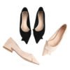 New Black and Nude Color Pumps Pointed Toe Women Low Heel Lady Casual Dress Shoe 3