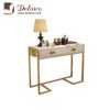 Modern Luxury Stainless Steel Leg Golden Vanity Metal Girls Make-up Dressing Table with Two Drawers 3